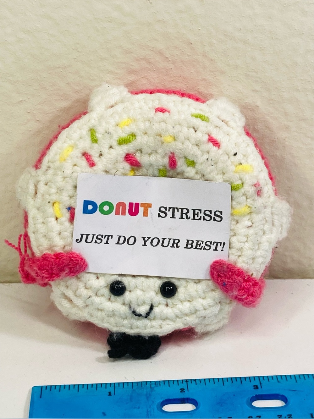 Cute “Donut Stress” Amigurumi Plush Accessory  Squishy or Bag Char